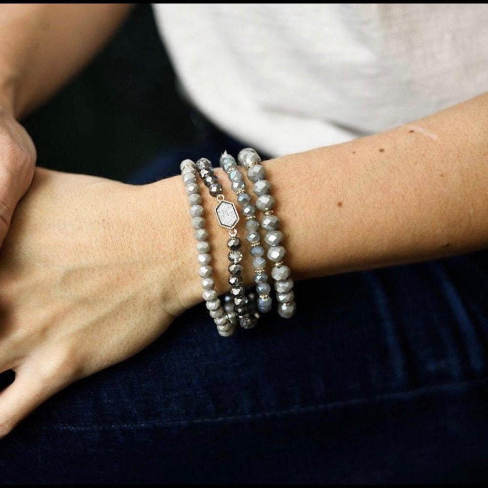 Gray Handmade Druzy Stretch Bracelets